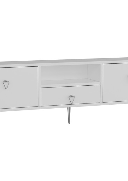 1306DROPCT-1 Tv Sehpası Beyaz - Gümüş Kulp indirimleri