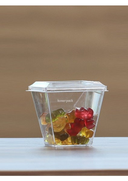 Turuncu 200CC Tatlı ve Prizma Kasesi, 50'li, Kapaklı, Şık ve Kullanışlı Set