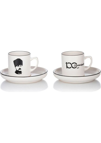 Atatürk Baskılı 2 Kişilik Kahve Fincan Takımı 184 Ml, Beyaz, Şık ve Zarif Tasarım fırsatları