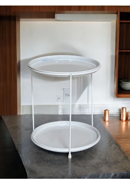 Beyaz 2 Katlı Sunum ve Ikramlık Standı