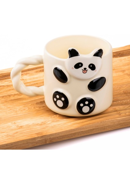 Sevimli 3D Panda Kabartmalı Porselen Kupa 360ML, Şık ve Renkli Tasarım fiyatları