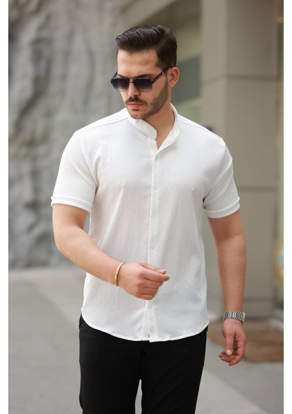 Erkek Hakim Yaka Kısa Kollu Gömlek
