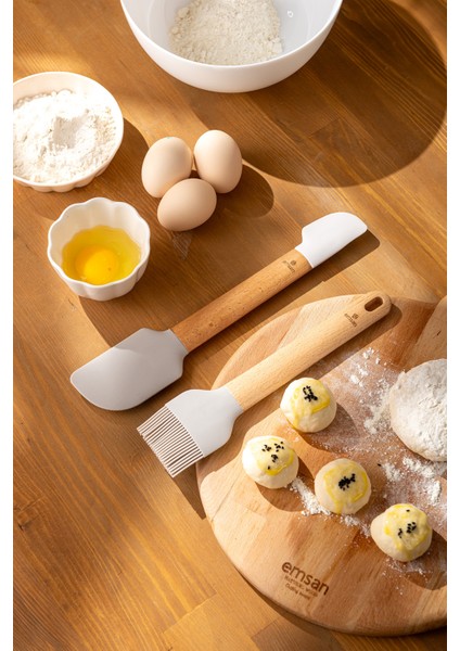 Gri Soft Silikon Fırça ve Spatula Seti, Mutfakta Pratik Kullanım Sağlar. modelleri