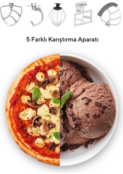 Güçlü Siyah Hamur Yoğurma Makinesi 1800W 4.5l Dondurma Yapım Aparatı fiyatları