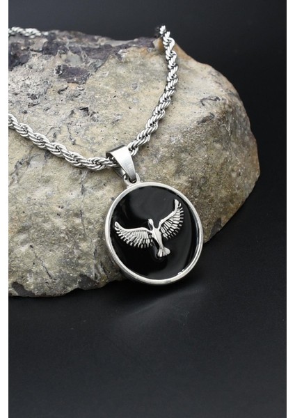 Anka Kuşu - Kartal Figürlü Kolye Paslanmaz Çelik Zincir 3mm 902301 fiyatları