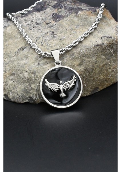 Anka Kuşu - Kartal Figürlü Kolye Paslanmaz Çelik Zincir 3mm 902301 modelleri