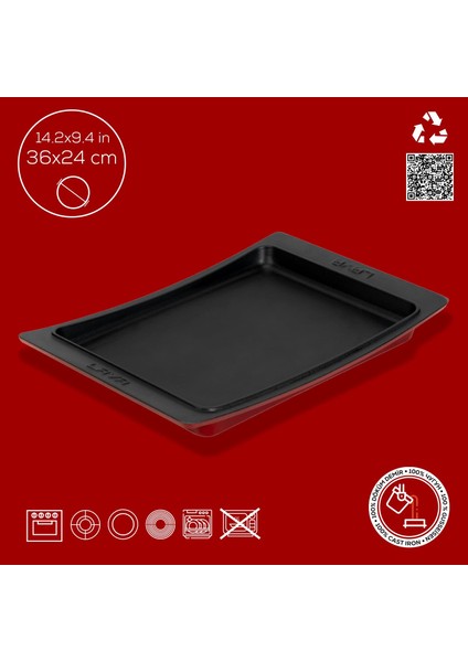 Döküm Dikdörtgen Servis Tabağı. Ölçü 36X24CM.-BORDO fırsatları