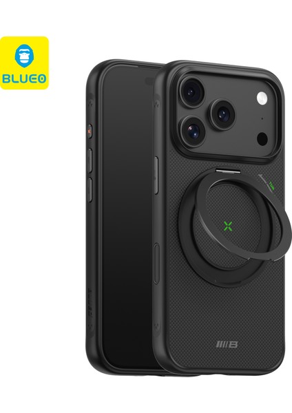 iPhone 17 Pro Max Uyumlu Magsafe Stant Özellikli Anti-Drop Darbe Emici Armor Aramid Fiber Kılıf