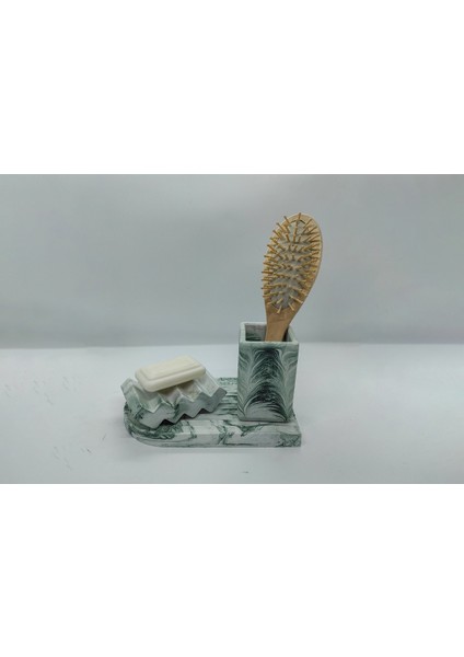 3'lü Mermer Desenli Görünümlü Banyo Seti Tuvalet Wc Sıvı Sabunluk Diş Fırçalığı Beton Aksesuar Takım modelleri