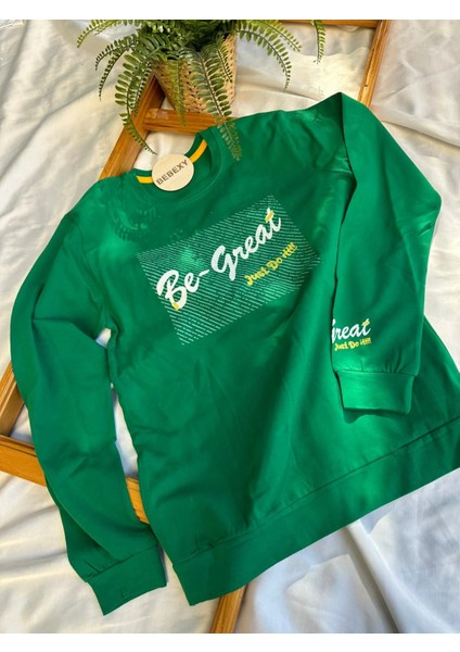 Be Great Baskılı Sweatshirt Yeşil 38