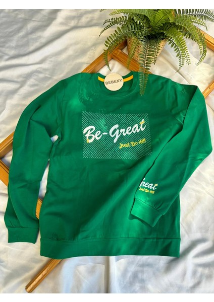 Be Great Baskılı Sweatshirt Yeşil 38 modelleri