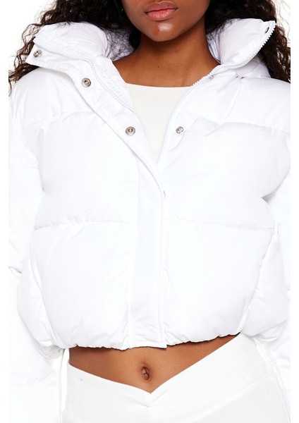 Kapüşonlu Crop Şişme Mont modelleri