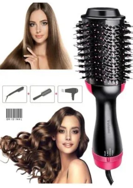 Elektrikli Saç Şekillendirme Fırçası, Düzleştirici ve Fön Tarak, Siyah Renk