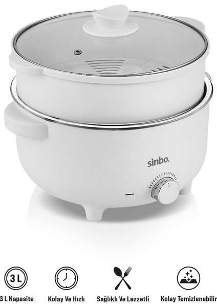 700W Çok Fonksiyonlu Buharlı Pişirici, Güveç, Pilav, Çorba, Haşlama, 3l, Beyaz modelleri