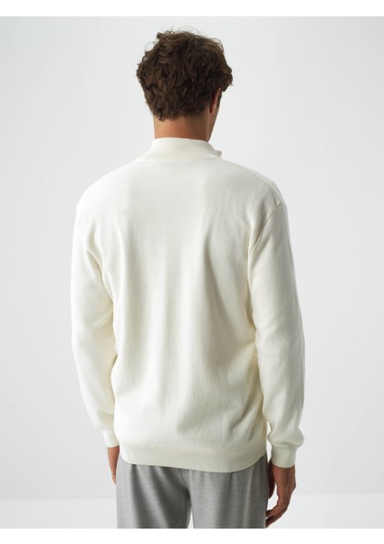 Erkek Ekru Pamuk Dokulu Regular Fit Hırka fırsatları