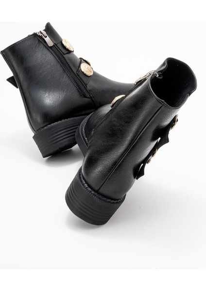 Çift Aksesuar Kemerli Bot Siyah Cilt fırsatları