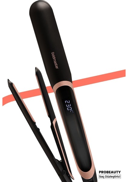 Dijital Ekran Keratin Seramik Ince Plakalı Saç Düzleştirici ve Şekillendirici Siyah