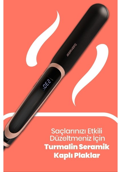 Dijital Ekran Keratin Seramik Ince Plakalı Saç Düzleştirici ve Şekillendirici Siyah fırsatları