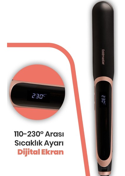 Dijital Ekran Keratin Seramik Ince Plakalı Saç Düzleştirici ve Şekillendirici Siyah indirimleri