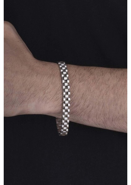 Kordon Model Beyaz Altın Kaplama Erkek Çelik Bileklik fiyatları