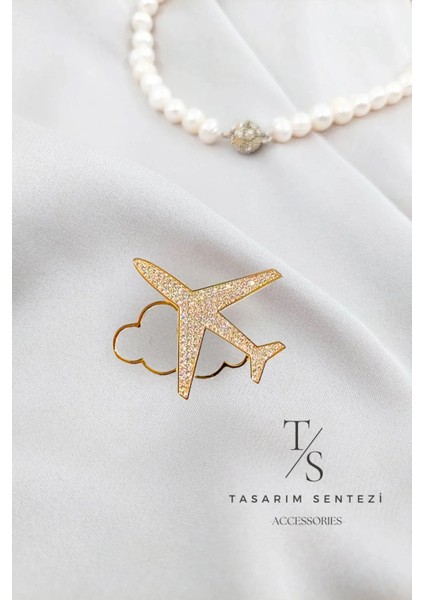 Broş Metal Rozet Uçak Bulut Gold Hostes Host Boeing Airbus Kıyafet Şapka Takı Aksesuar Airplane