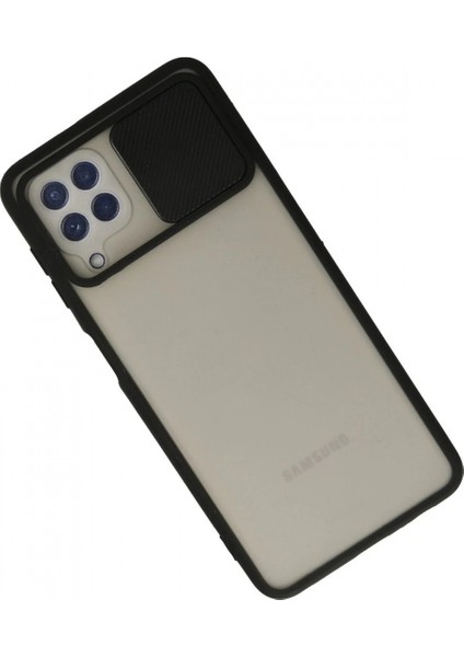 Samsung Galaxy A22 Kılıf Palm Buzlu Kamera Sürgülü Silikon - Siyah modelleri