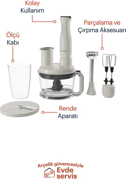 Yüksek Güçlü Beyaz Blender Seti 1500W, Pratik ve Şık Tasarım