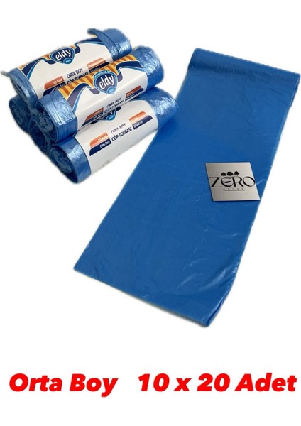 Mavi Orta Boy Çöp Poşeti 55X60 cm – 10 Rulo / 200 Adet