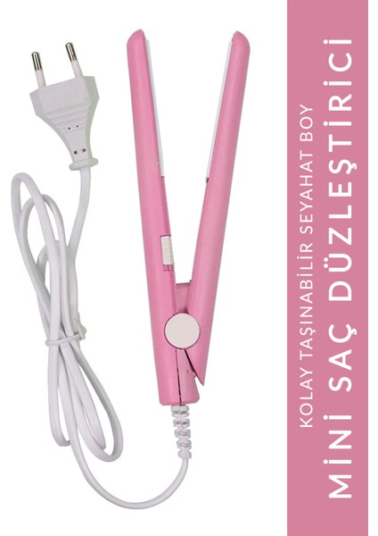 Pembe Mini Seyahat Saç Düzleştirici, Hafif ve Pratik Kullanım Için Ideal