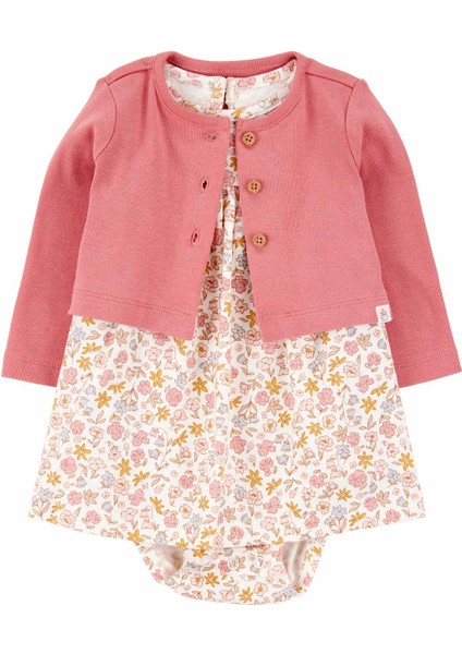 Kız Bebek Pembe Elbise Set