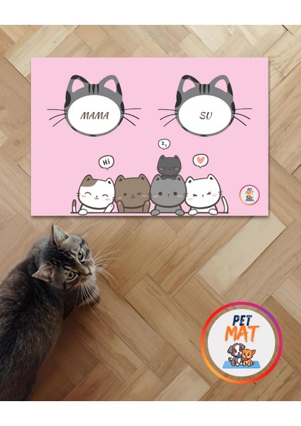 Petmat Kedi Mama Paspası , Kaymaz Taban , Yıkanabilir , Evcil Hayvan Paspası 010-P