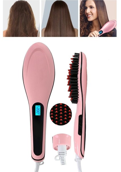 Pembe Saç Düzleştirici Tarak HQT-906 ve HQL-906, Şık ve Kullanışlı Saç Bakım Ürünü