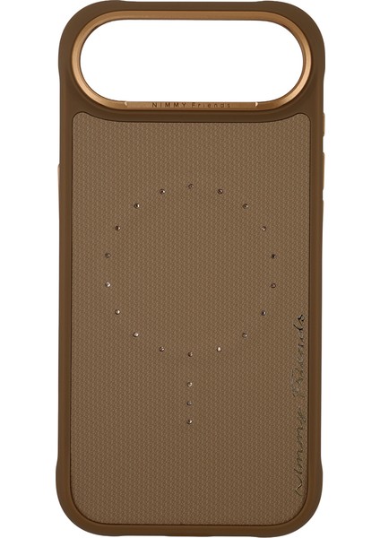 iPhone 17 Air Uyumlu Magsafe Özellikli Keten Kumaş Taş Detaylı Magnetic Fashion Kılıf 14