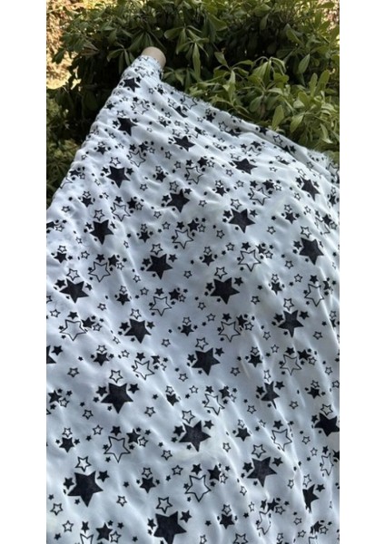 Kadife Dokulu Yıldız Desenli Flock Baskılı Kumaş