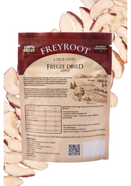 Freyroot Dondurularak Kurutulmuş Elma – Freeze Dried Sağlıklı Çıtır Elma – Katkısız Meyve Kurusu fiyatları