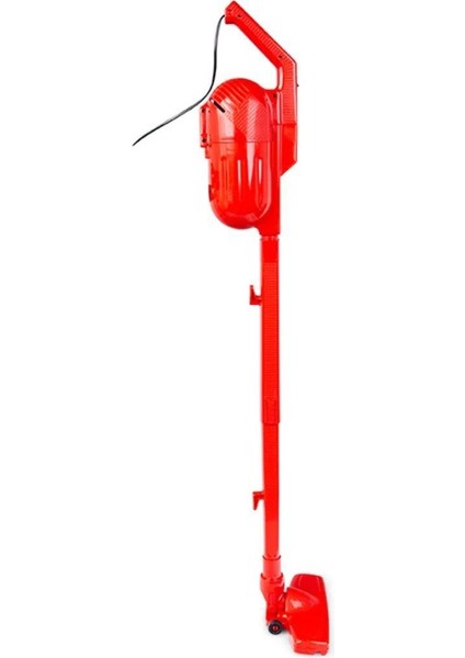 Kırmızı 500W Dikey Elektrikli Süpürge, Torbasız, 360° Dönebilen Başlık