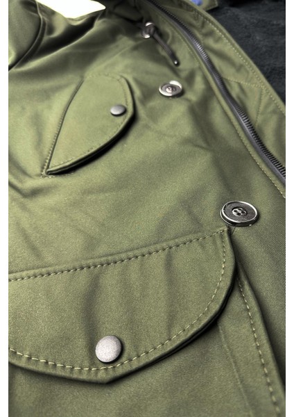 Softshell Su ve Soğuk Geçirmez Kapüşonlu Kısa Parka