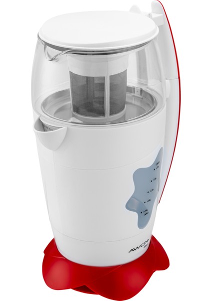 Beyaz ve Kırmızı Renkli Elektrikli Çay Demleme Cihazı, Pratik Kullanım Sağlar