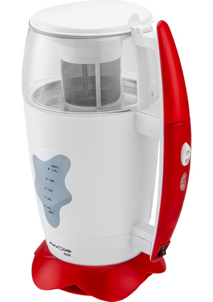 Beyaz ve Kırmızı Renkli Elektrikli Çay Demleme Cihazı, Pratik Kullanım Sağlar