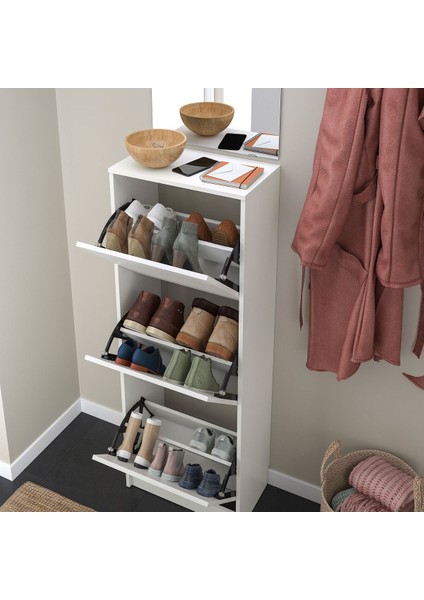 Ayakkabı Dolabı, Beyaz, 49X28X135 Cm, 3 Bölmeli fırsatları