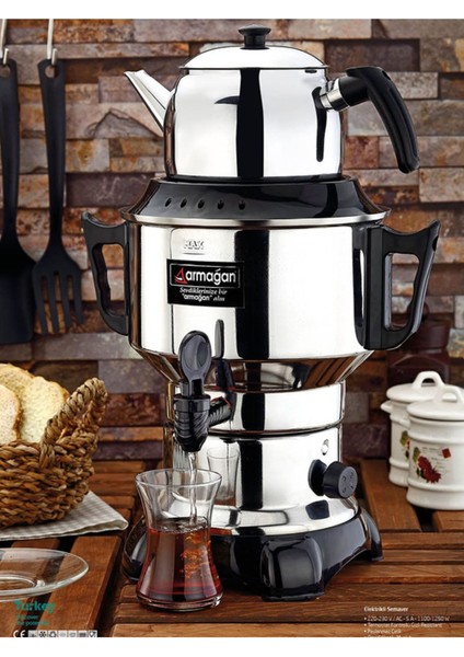 Elektrikli Semaver Çaycı, 4,5 Lt, 50 Bardak, Beyaz, Kullanışlı ve Şık Tasarım