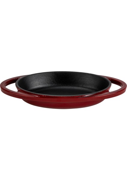 Döküm Oval Sahan Döküm Demir Yekpare Çift Kulplu Ölçü 15X10CM.-BORDO