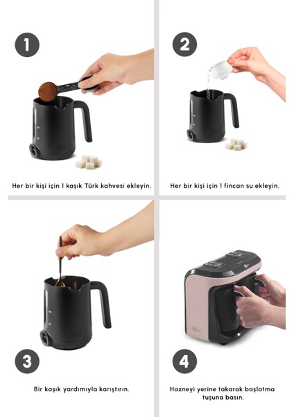 Aromalı Türk Kahve Makinesi, 10 Fincan Kapasiteli, Krem Renkli, Ikili Set fırsatları