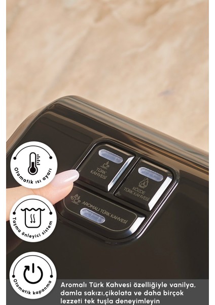 Aromalı Türk Kahve Makinesi, 10 Fincan Kapasiteli, Krem Renkli, Ikili Set