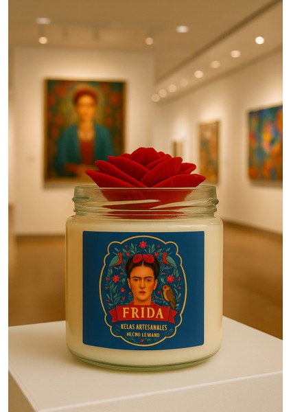 Frida Kahlo Koleksiyon Mum–ilham Veren Kadınlar Serisi, %100 Doğal , El Yapımı, Dekoratif & Kokulu