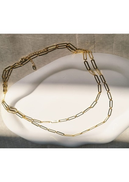 Premium Paslanmaz Çelik 14K Altın Kaplama Ataç Zincir (90 Cm) fiyatları