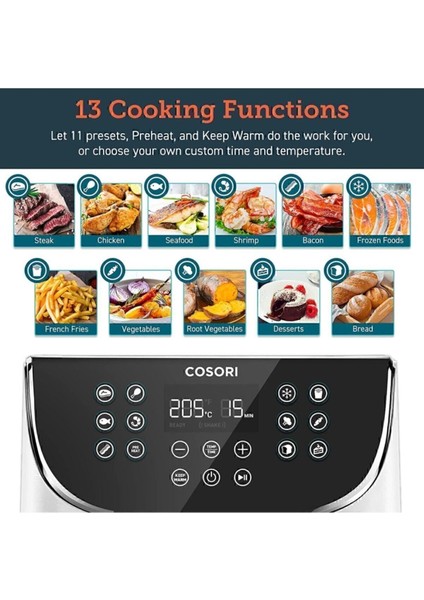 Büyük 5.5l Dijital Sıcak Hava Fritözü, LED Ekranlı, Kullanışlı ve Şık Tasarım fırsatları