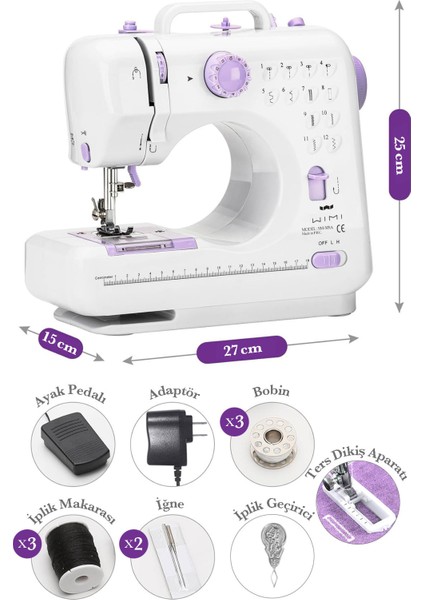 12 Fonksiyonlu Çok Amaçlı Dikiş Makinesi Beyaz Renk fırsatları