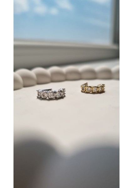 Premium Paslanmaz Çelik Zirkon Taşkı Halka Kıkırdak Küpe