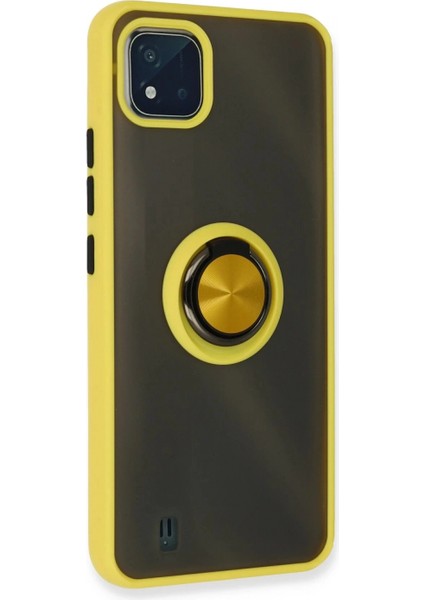 Realme C11 2021 Kılıf Montreal Yüzüklü Silikon Kapak - Sarı modelleri
